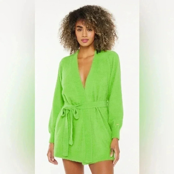 Savage X Fenty Sold about Fluff It Up Robe in Kelly Green Size XS/S - Picture 1 of 11